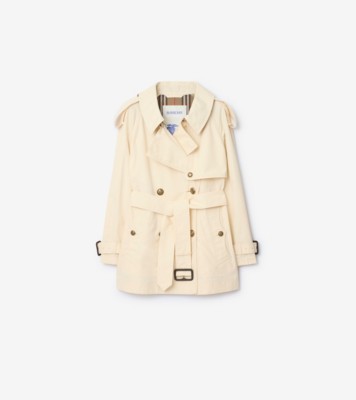 Short Lightweight Cotton Fitzrovia Trench Coat in Ceramic White - Women | Burberry&amp;reg; Official