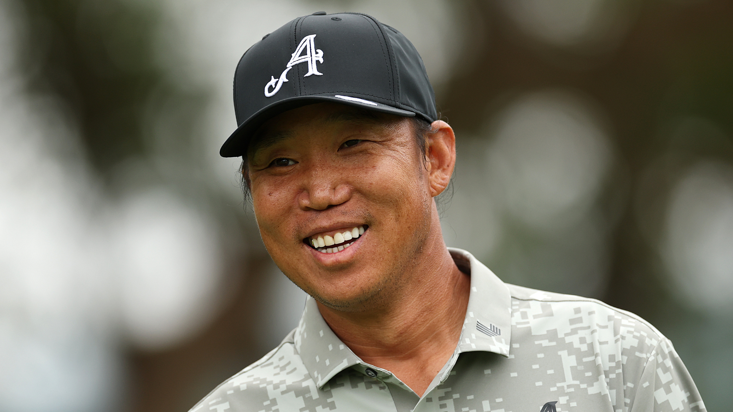 Anthony Kim smiling during LIV Golf Hong Kong  
