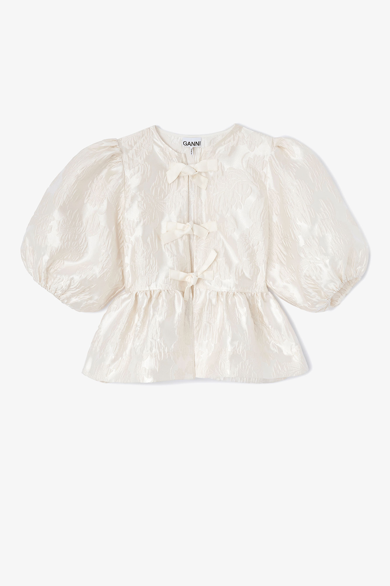 Satin Peplum Tie Blouse