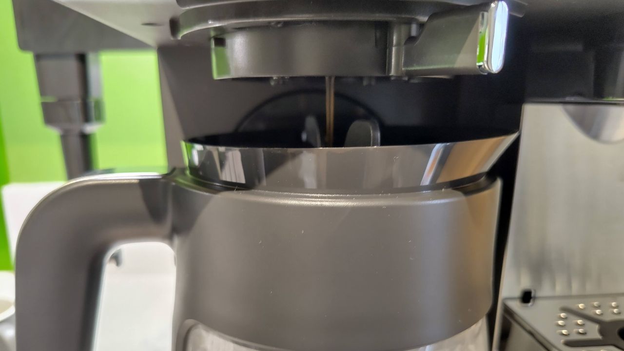 Ninja Prestige Dual-Brew System dispensing coffee into carafe