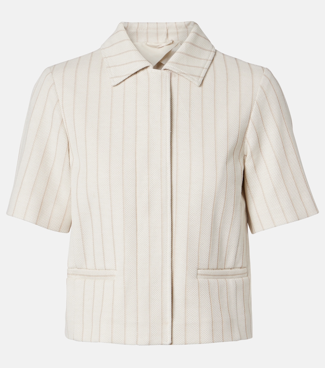 Striped Cotton Jacket in White - Max Mara