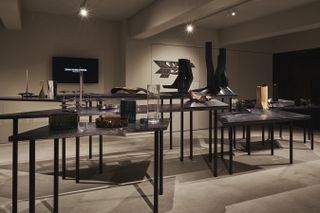 Installation view of Zaha Hadid exhibition at Karimoku Commons Tokyo