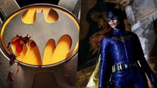 Michael Keaton Batman logo in The Flash / Leslie Grace as Batgirl