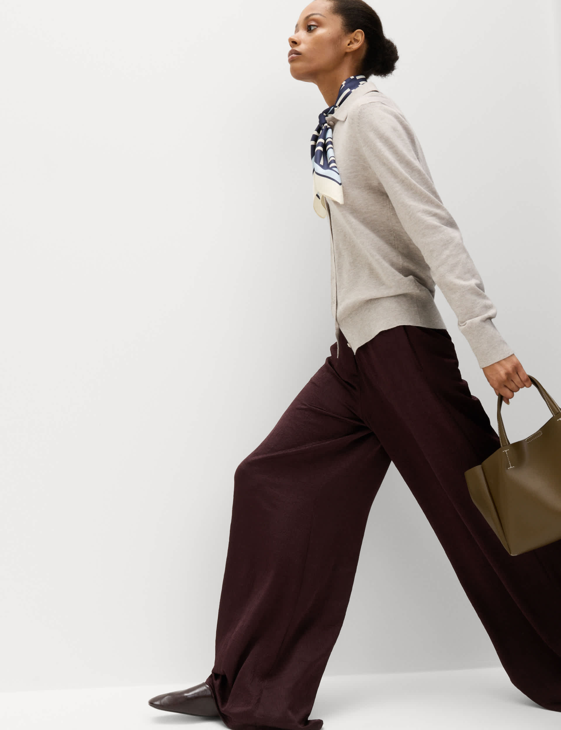 Satin Crinkle Palazzo Trousers