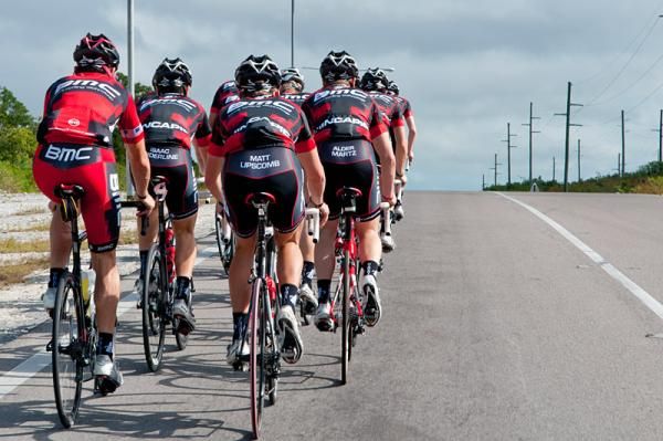 George Hincapie (left) and BMC-Hincapie Sportswear Development Team riders in the Bahamas