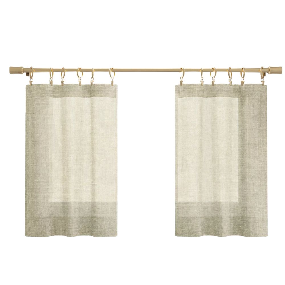 Slub Textured Linen Blend Cafe Curtain Pair