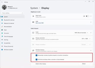 Multiple displays settings