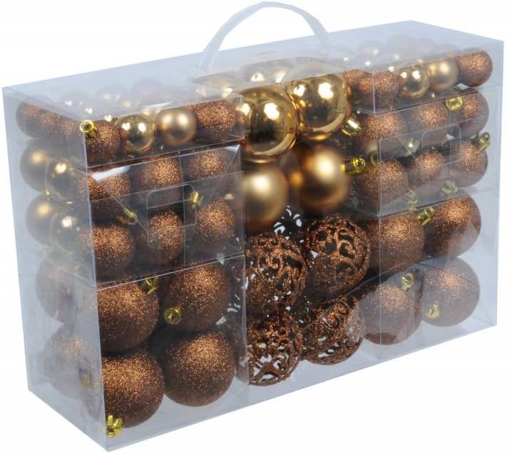 Christmas Gifts, Christmas Tree Plastic Baubles, Bronze, 100x