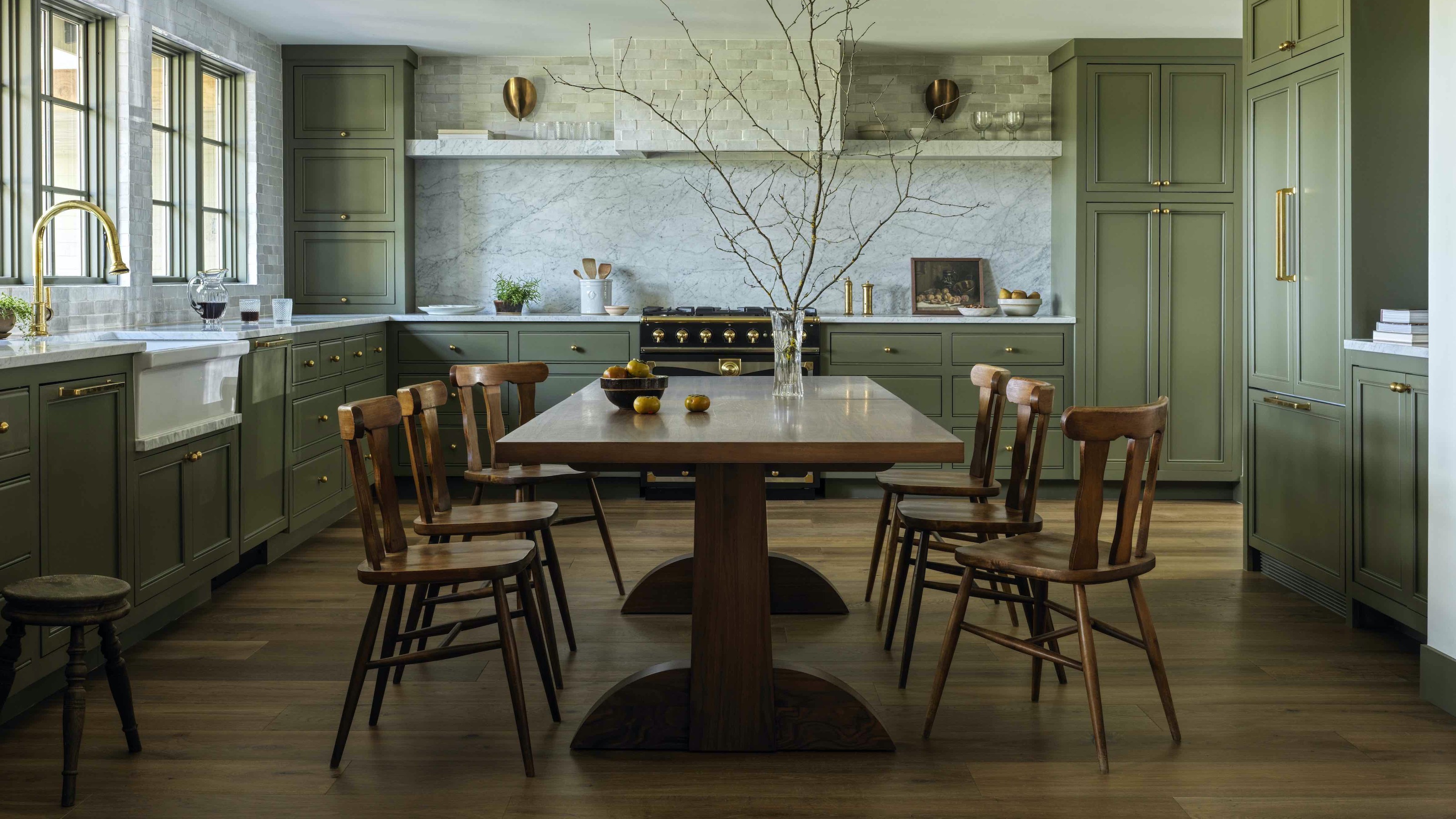 kitchen with large dining table in the middle