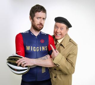 Tour de France winner Sir Bradley Wiggins with Michael Crawford as he reprises his role of Frank Spencer in a special one-off Some Mothers Do 'ave 'em sketch for Sport Relief. (BBC)