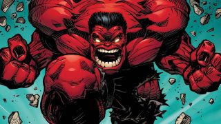 Marvel Comics artwork of rampaging Red Hulk
