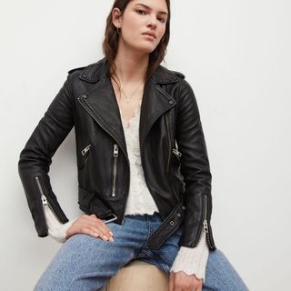 Lather biker jacket with multiple zips
