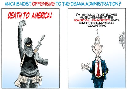 Obama cartoon U.S. Muslims Terrorism Jihadists