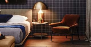 Cosy bedroom with mushroom lamp