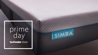 Simba mattress with Prime Deal flag overlaid