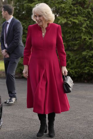 Queen Camilla red dress