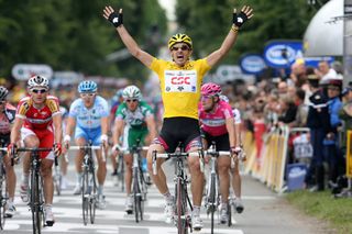 Fabian Cancellara wins stage three of the 2007 Tour de France in Compiègne. Photo: Graham Watson