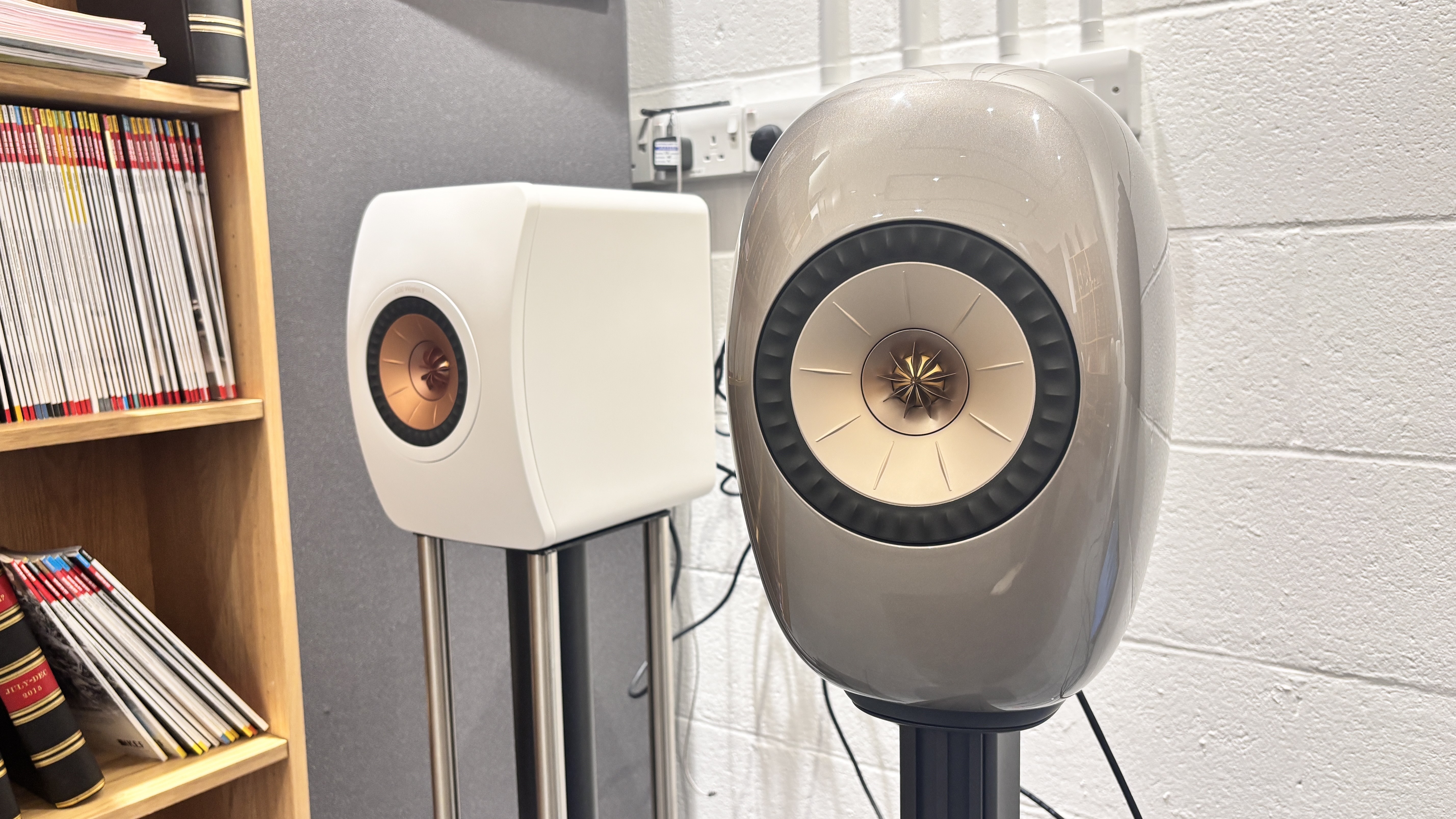 KEF LS50 Wireless II vs KEF LS Luxe wireless speaker system speakers placed side by side
