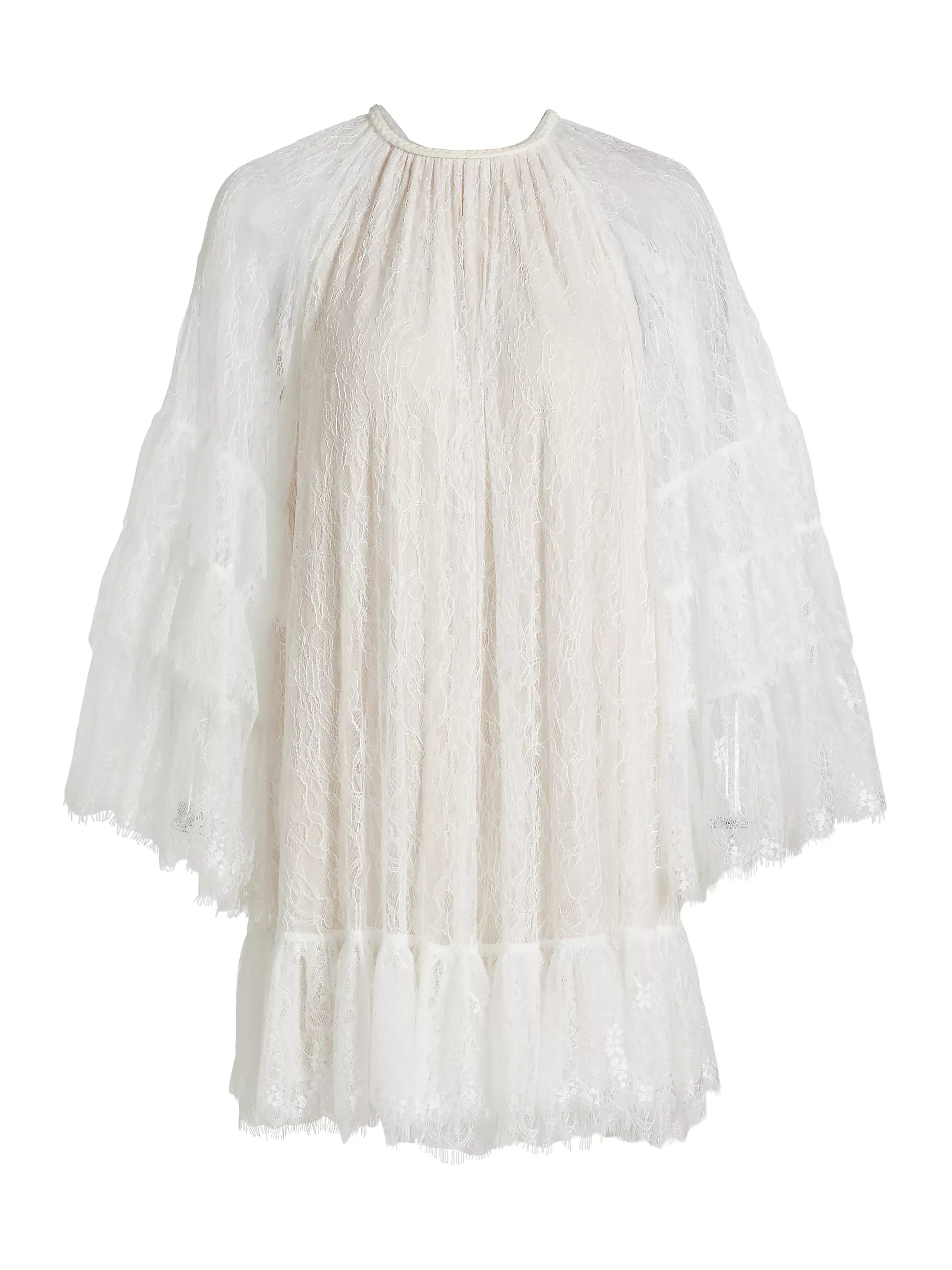 Delia Lace Ruffled Tunic Minidress