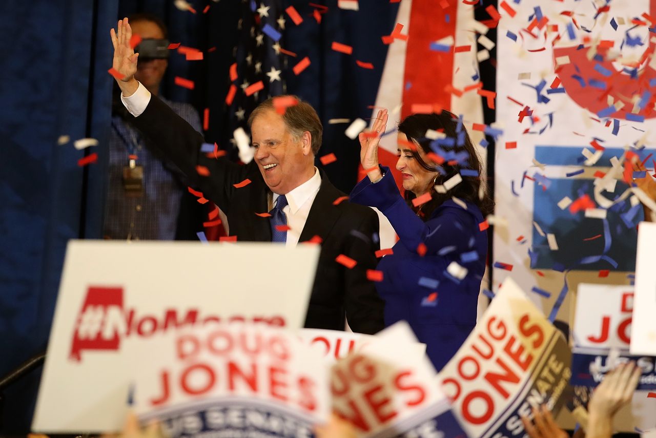 Doug Jones celebrates his election night win