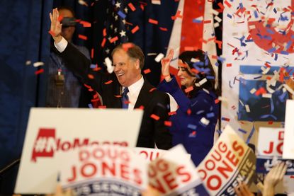 Doug Jones celebrates his election night win