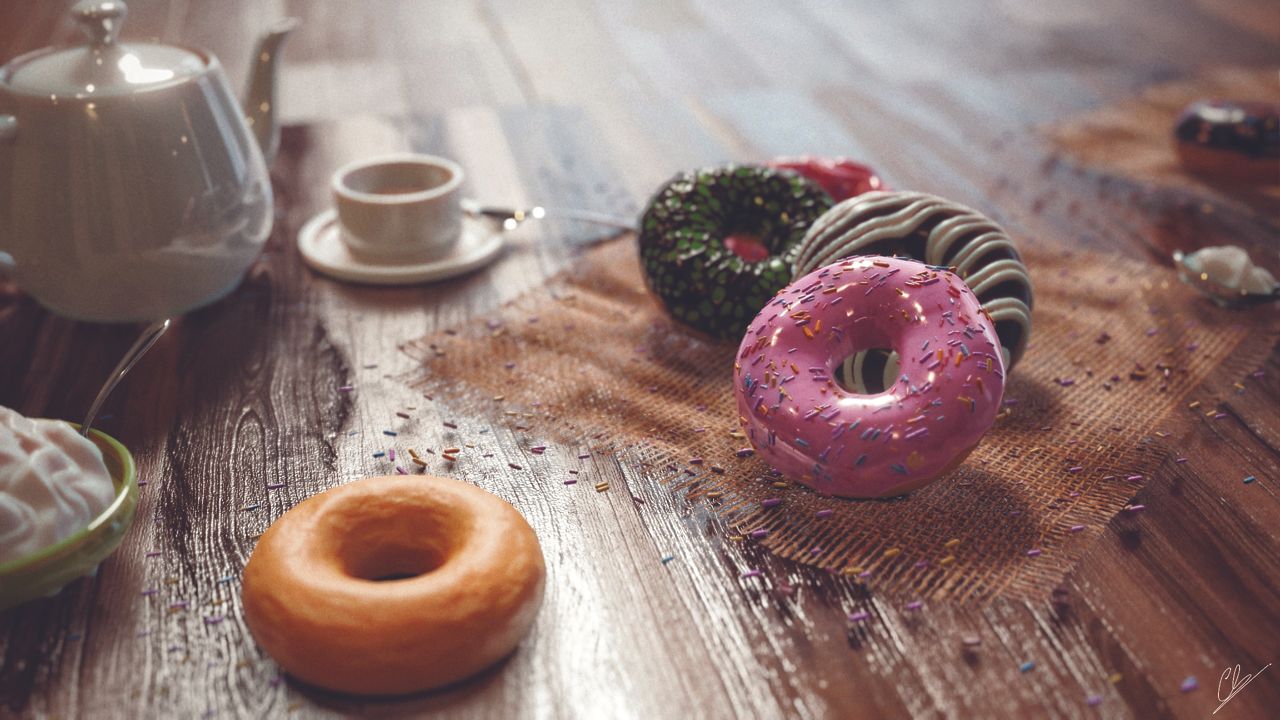 Blender Tutorial: 3D donuts on a table by Pietro Chiovaro