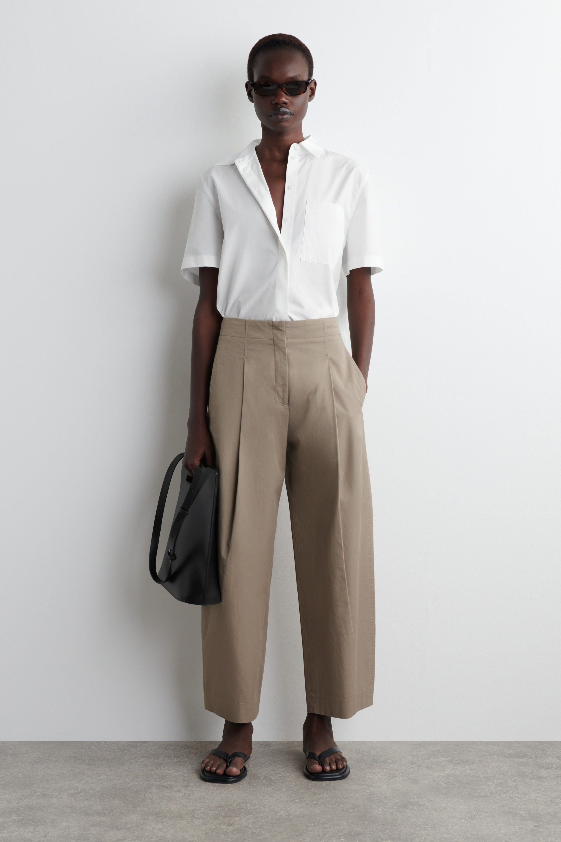 Pleated Barrel-Leg Chinos