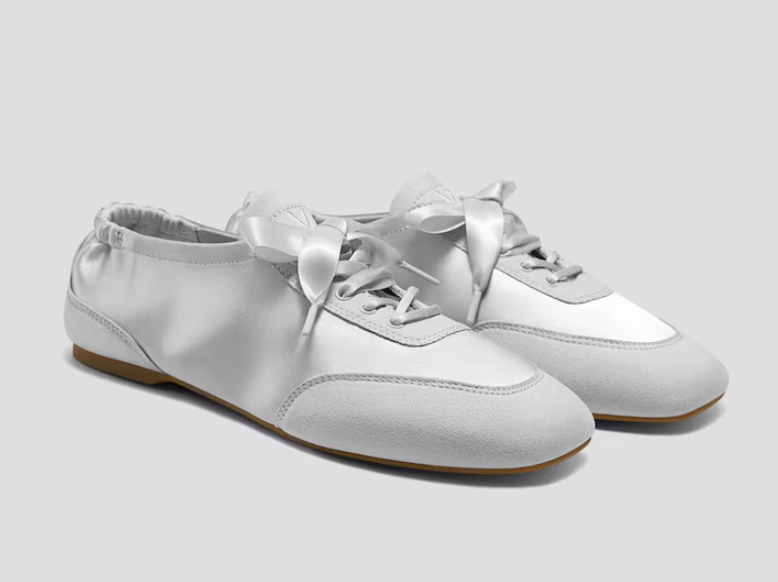 Vivaia, Square-Toe Lace-Up Satin Sneakerina (Cristina)