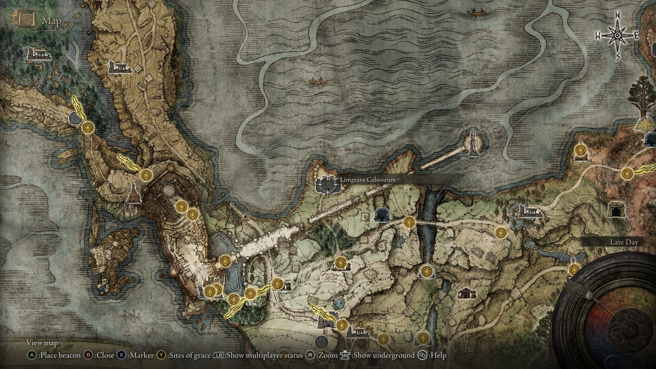 The location of the Limgrave Colosseum.