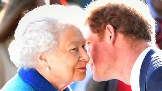 Queen Elizabeth II and Prince Harry attend at the annual Chelsea Flower show at Royal Hospital Chelsea on May 18, 2015 in London,