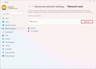 Network reset option