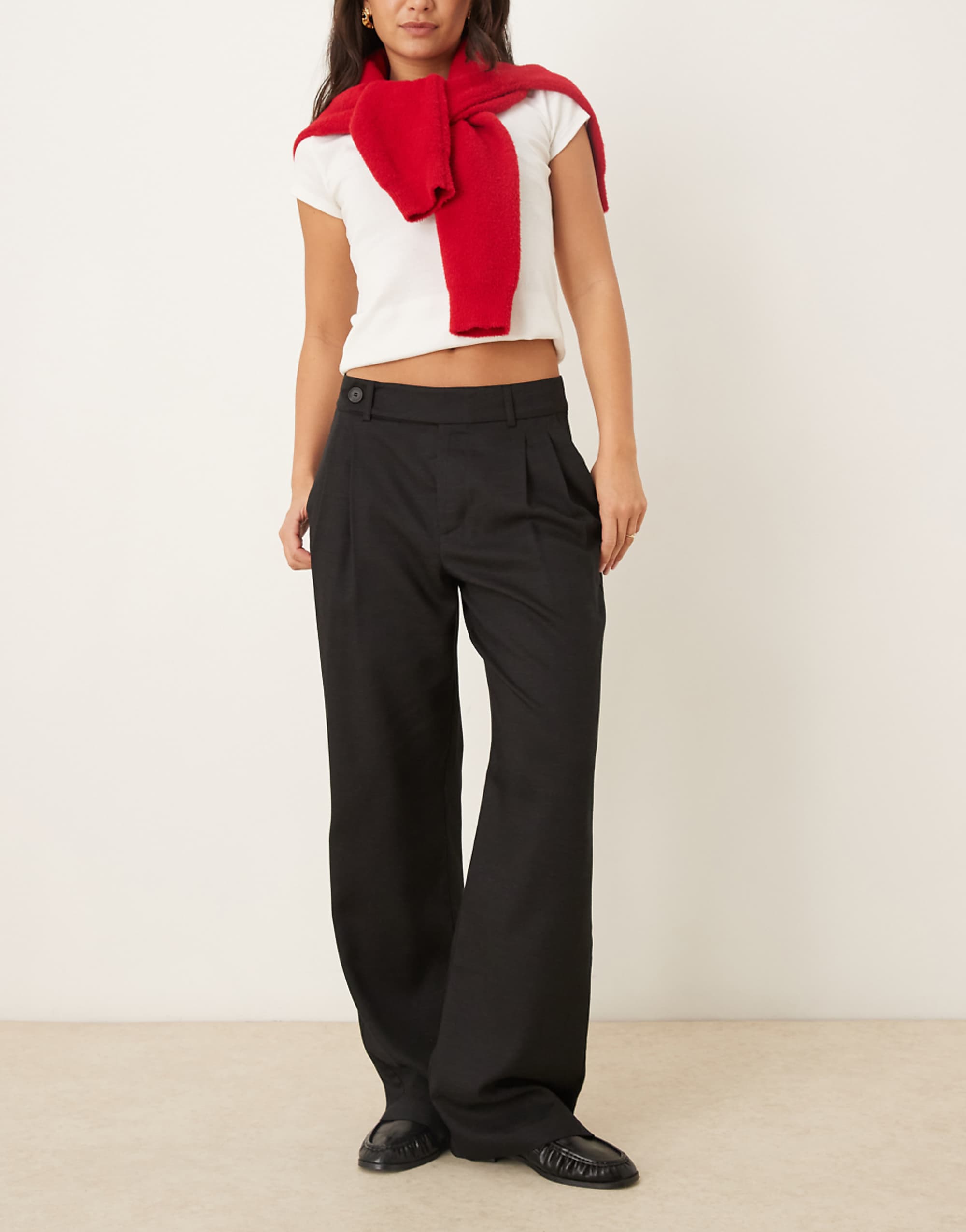 Asos Design Wool Blend Tailored Low Rise Relaxed Straight Leg Trousers in Grey