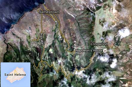 Map of St Helena, Napoleon's prison home