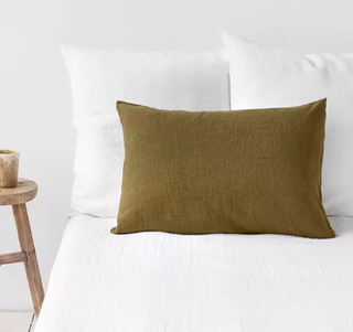 green linen pillowcase