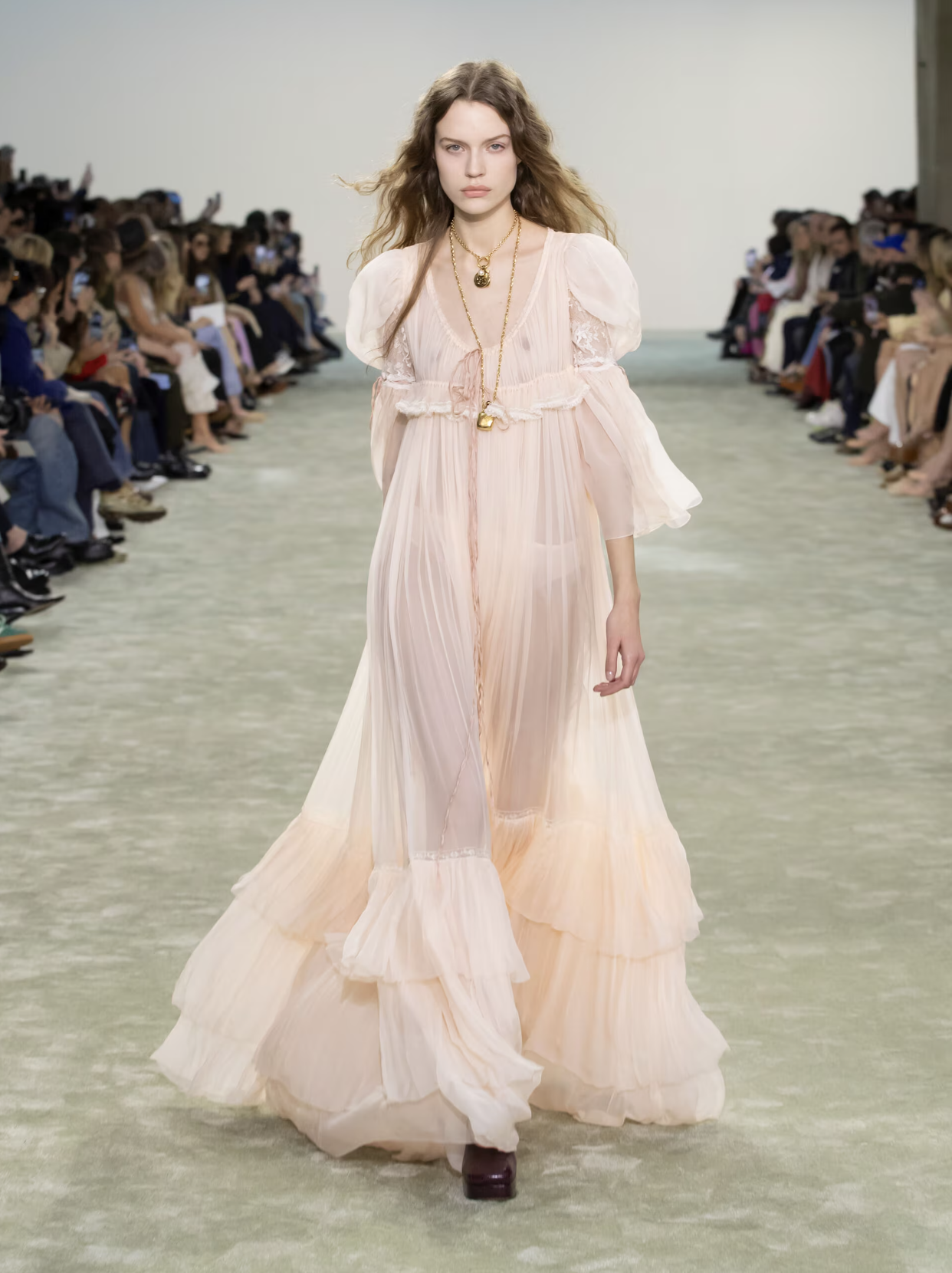 Chloé Autumn/Winter 25 runway peach nightie
