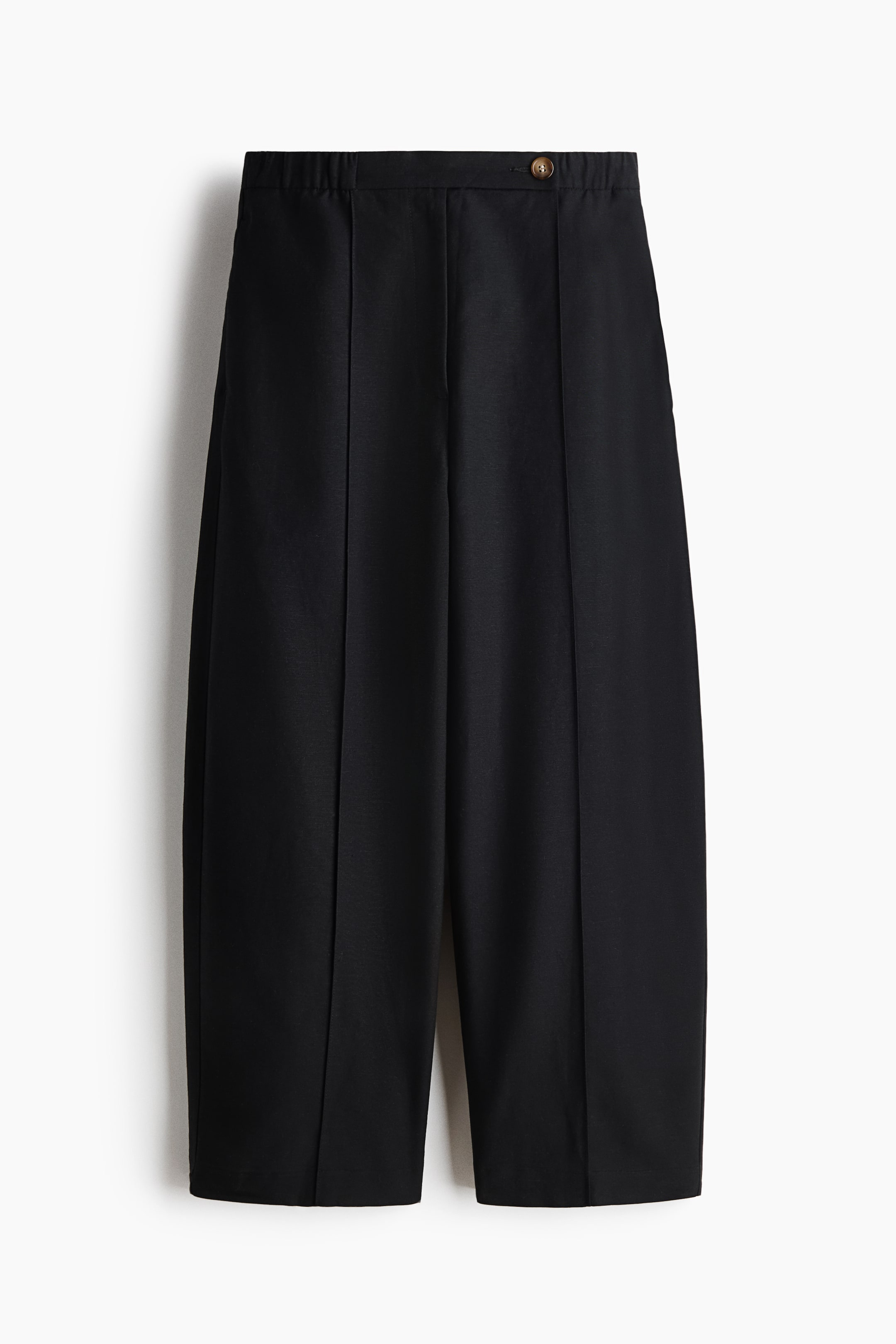 Linen-Blend Barrel Trousers