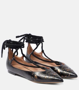 Perforated leather ballet flats