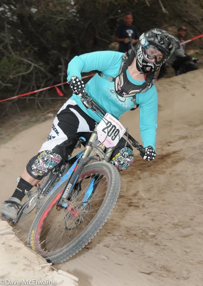 Jaime Rees (Liv) riding high on a berm