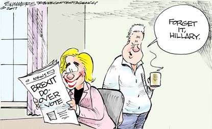 Political Cartoon U.S. Hillary Clinton Bill Clinton Brexit Theresa May Britain Europe