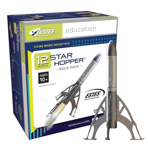Estes 1721 Bulk Pack of 12 Star Hopper Rocket-Building Kits, Beginner Flying-Rocket-Model Kits for Ages 10+