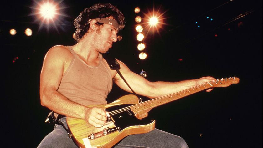 Photo of Bruce Springsteen, performing live onstage on Born In The USA tour, playing Fender Telecaster guitar - photo by Richard E. Aaron/Redferns