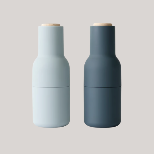 Audo Copenhagen, Bottle Grinder Spice Mill 2-Pack, Ash-Carbon (wallnut Lid)