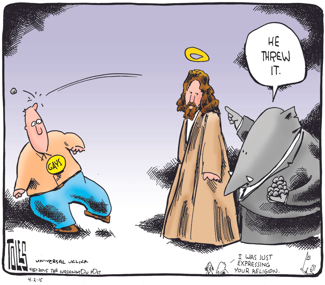 
Political cartoon U.S. Indiana Religious Freedom