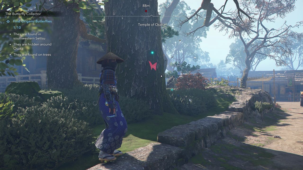 Assassin's Creed Shadows Butterfly Collector locations - The second butterfly on a tree in a grassy patch.