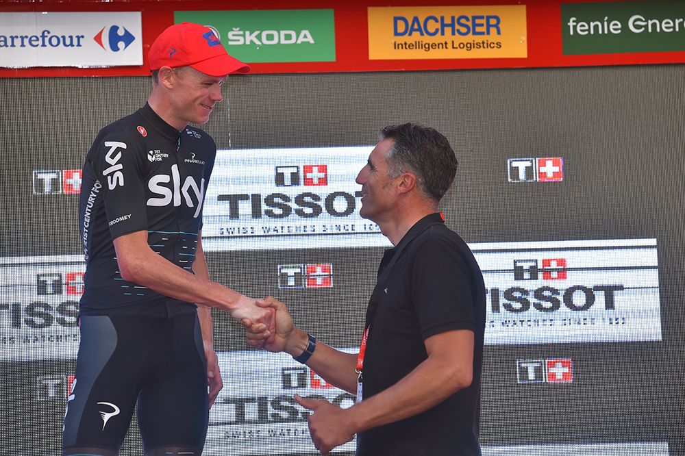 Chris Froome meets five-time Tour de France winner Miguel Indurain