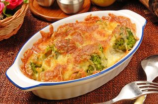 Broccoli, leek and cauliflower cheese