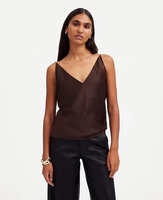 Madewell, Atasan Cami Leher V Satin