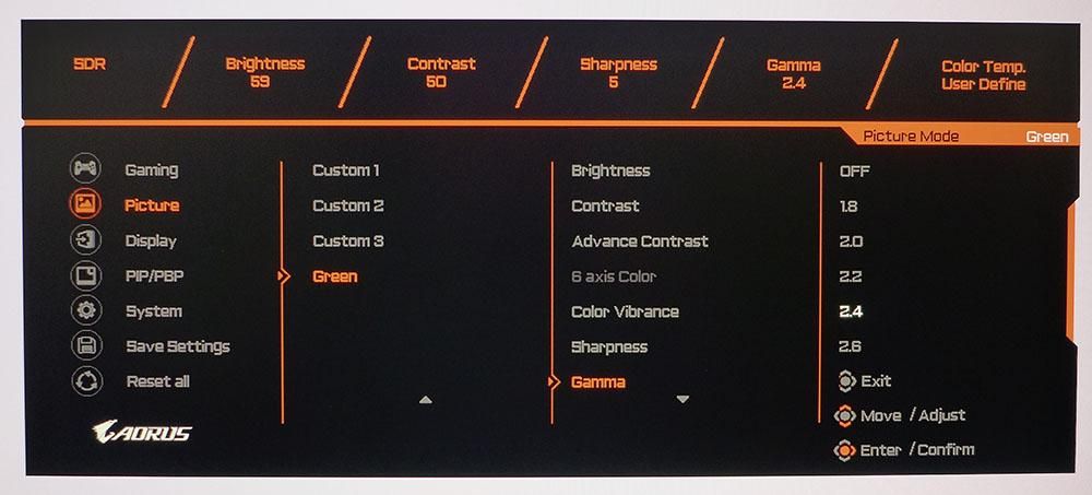 Gigabyte Aorus FI32U - OSD