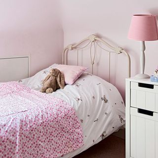 kids bedroom with pink wall