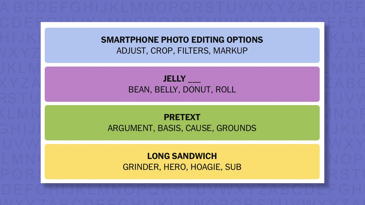 NYT Connections answers for game 1067 on a purple background